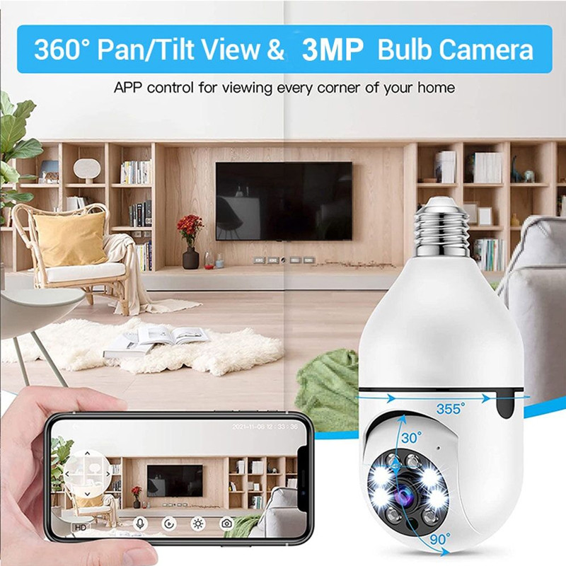 LLSEE YOOSEE Cameră de supraveghere IP, video, bec E27, 3MP, full-color, Wi-Fi, mini interior, securitate smart home, monitorizare bebeluși,