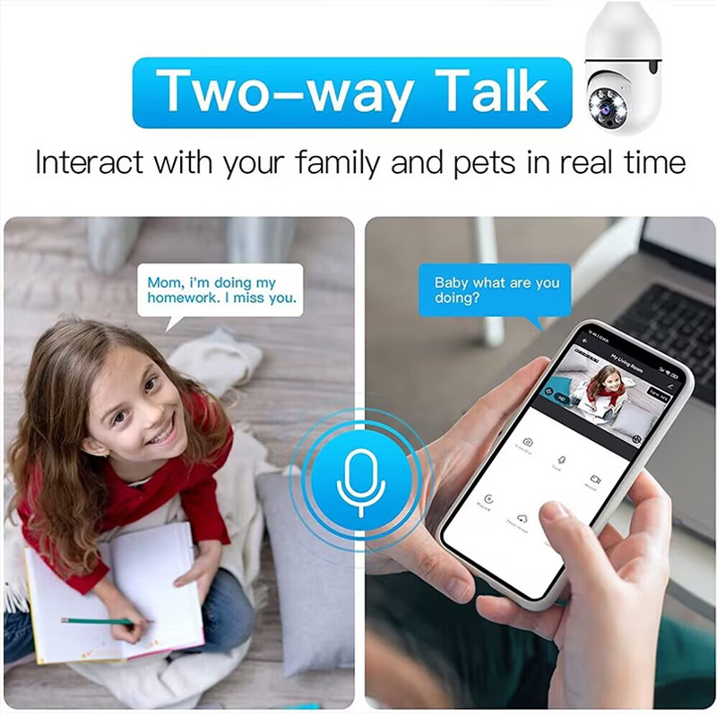 LLSEE YOOSEE Cameră de supraveghere IP, video, bec E27, 3MP, full-color, Wi-Fi, mini interior, securitate smart home, monitorizare bebeluși,