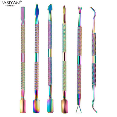 Nail Art Pusher Cuticule Clipper Nipper Curcubeu Dead Skin UV Gel Remover Foarfece din oțel inoxidabil Cutter Trimmer Instrument de manichiură