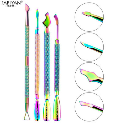 Nail Art Pusher Cuticule Clipper Nipper Curcubeu Dead Skin UV Gel Remover Foarfece din oțel inoxidabil Cutter Trimmer Instrument de manichiură