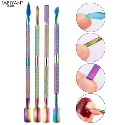 Nail Art Pusher Cuticule Clipper Nipper Curcubeu Dead Skin UV Gel Remover Foarfece din oțel inoxidabil Cutter Trimmer Instrument de manichiură