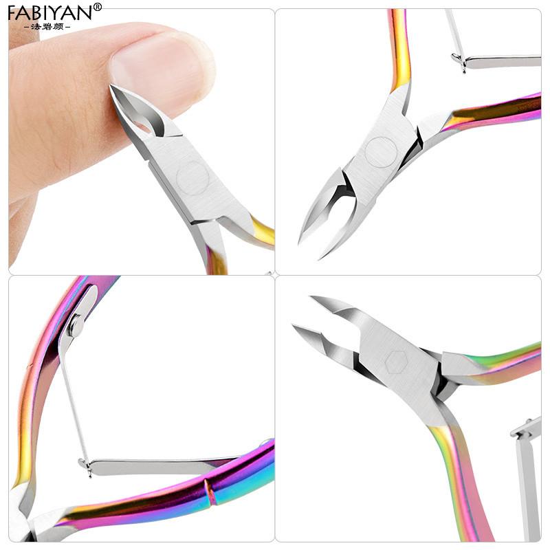 Nail Art Pusher Cuticule Clipper Nipper Curcubeu Dead Skin UV Gel Remover Foarfece din oțel inoxidabil Cutter Trimmer Instrument de manichiură