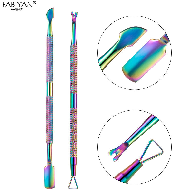 Nail Art Pusher Cuticule Clipper Nipper Curcubeu Dead Skin UV Gel Remover Foarfece din oțel inoxidabil Cutter Trimmer Instrument de manichiură