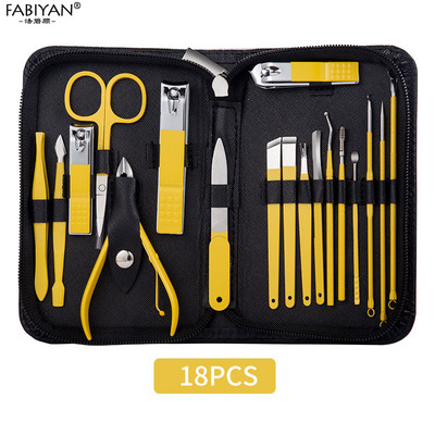 Set škarica za nokte od 9/18 komada, kućanskih škarica od nehrđajućeg čelika, pribor za njegu, alati za rezanje noktiju s putnom kožnom prijenosnom torbicom