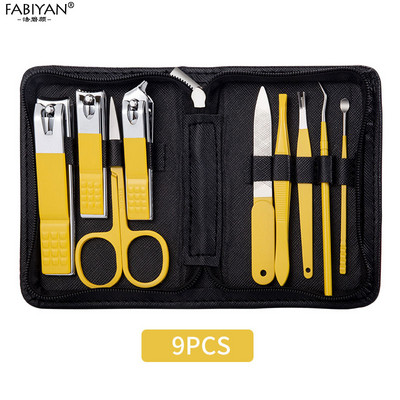 Set škarica za nokte od 9/18 komada, kućanskih škarica od nehrđajućeg čelika, pribor za njegu, alati za rezanje noktiju s putnom kožnom prijenosnom torbicom