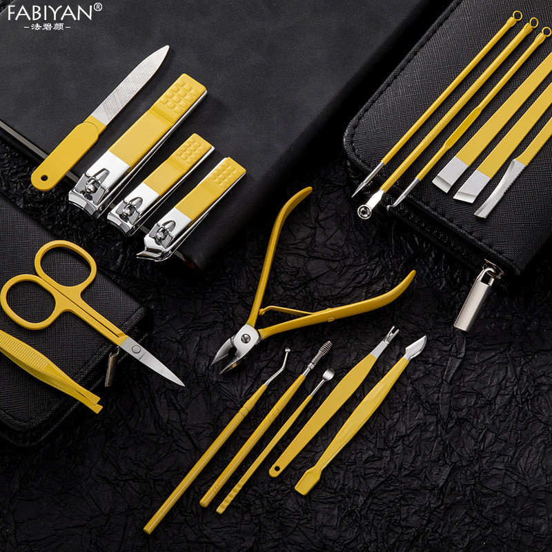 Set škarica za nokte od 9/18 komada, kućanskih škarica od nehrđajućeg čelika, pribor za njegu, alati za rezanje noktiju s putnom kožnom prijenosnom torbicom