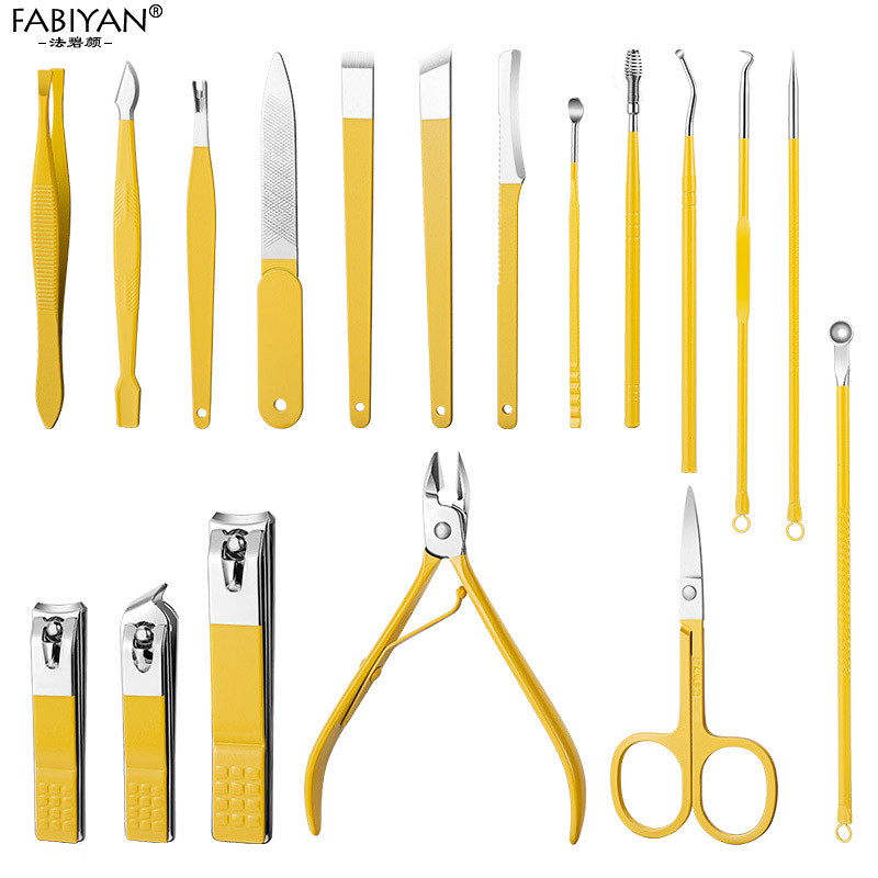 Set škarica za nokte od 9/18 komada, kućanskih škarica od nehrđajućeg čelika, pribor za njegu, alati za rezanje noktiju s putnom kožnom prijenosnom torbicom