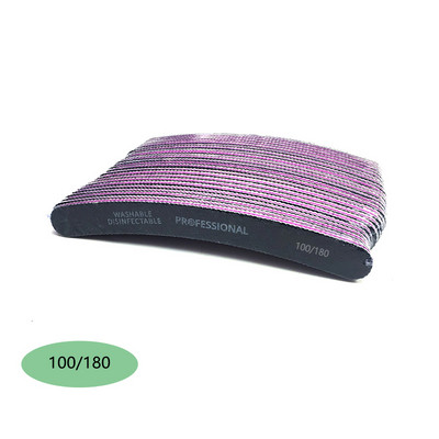 50 vnt/sl. Lenktos nagų dildės 80/100/180 Black Curved Banana Buffer Nail Art Manikiūro pedikiūras Poliravimo buferis Įrankiai Lime a Ongle