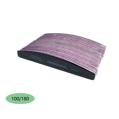 50 vnt/sl. Lenktos nagų dildės 80/100/180 Black Curved Banana Buffer Nail Art Manikiūro pedikiūras Poliravimo buferis Įrankiai Lime a Ongle