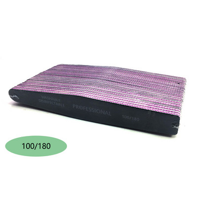 50 vnt/sl. Lenktos nagų dildės 80/100/180 Black Curved Banana Buffer Nail Art Manikiūro pedikiūras Poliravimo buferis Įrankiai Lime a Ongle