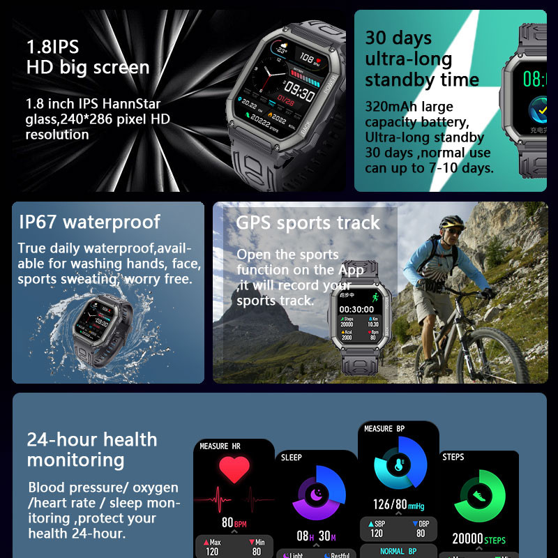 2022. aasta uus Bluetoothi kõne Nutikell meeste multifunktsionaalne spordirežiim Fitness Tracker GPS Liikumisrada Kohandatud numbriga meeste nutikell