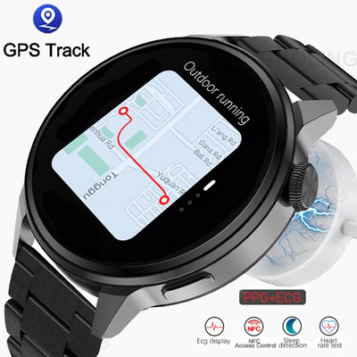 Új divatos NFC okosóra Férfi Bluetooth Hívás Sport GPS Track órák Női Pulzusszám EKG okosóra Samsung Huawei Xiaomihoz