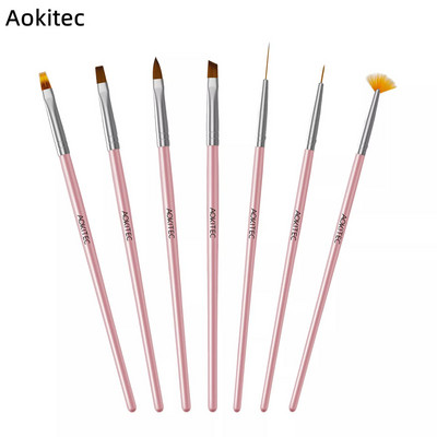 Set de perii de unghii Aokitec 11/12 buc. Gel UV pentru lustruire Nail Art Pen Sculpting Dotting Gel Perii pentru pictura Instrumente pentru manichiura