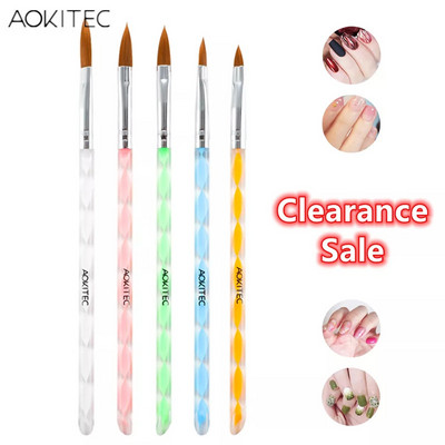 Set de perii de unghii Aokitec 11/12 buc. Gel UV pentru lustruire Nail Art Pen Sculpting Dotting Gel Perii pentru pictura Instrumente pentru manichiura