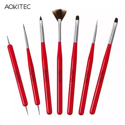 Set de perii de unghii Aokitec 11/12 buc. Gel UV pentru lustruire Nail Art Pen Sculpting Dotting Gel Perii pentru pictura Instrumente pentru manichiura