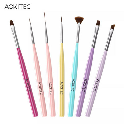 Set de perii de unghii Aokitec 11/12 buc. Gel UV pentru lustruire Nail Art Pen Sculpting Dotting Gel Perii pentru pictura Instrumente pentru manichiura