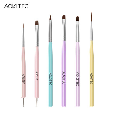 Set de perii de unghii Aokitec 11/12 buc. Gel UV pentru lustruire Nail Art Pen Sculpting Dotting Gel Perii pentru pictura Instrumente pentru manichiura