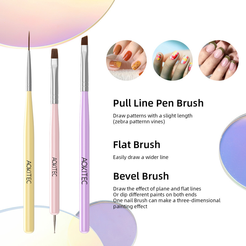 Set de perii de unghii Aokitec 11/12 buc. Gel UV pentru lustruire Nail Art Pen Sculpting Dotting Gel Perii pentru pictura Instrumente pentru manichiura