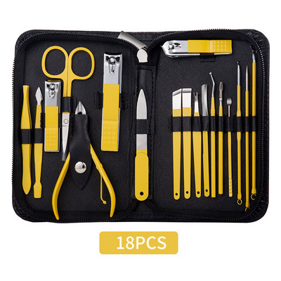 Set de 7/10/15/18 buc. Set de tăietoare de unghii, manichiură, pedichiură, din oțel inoxidabil, foarfece, pensete, lingură pentru urechi, set de instrumente pentru îndepărtarea pielii moarte
