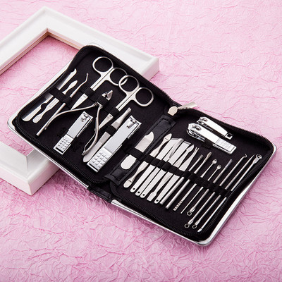 Set de 7/10/15/18 buc. Set de tăietoare de unghii, manichiură, pedichiură, din oțel inoxidabil, foarfece, pensete, lingură pentru urechi, set de instrumente pentru îndepărtarea pielii moarte