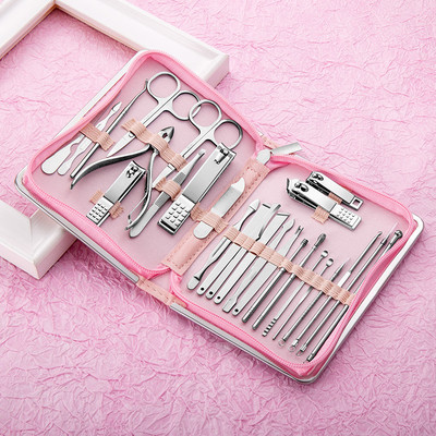 Set de 7/10/15/18 buc. Set de tăietoare de unghii, manichiură, pedichiură, din oțel inoxidabil, foarfece, pensete, lingură pentru urechi, set de instrumente pentru îndepărtarea pielii moarte