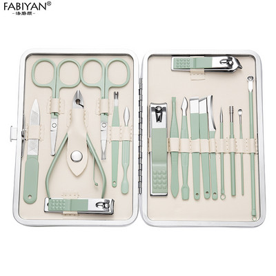 Set de 7/10/15/18 buc. Set de tăietoare de unghii, manichiură, pedichiură, din oțel inoxidabil, foarfece, pensete, lingură pentru urechi, set de instrumente pentru îndepărtarea pielii moarte