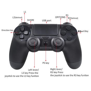 Ενσύρματο/Ασύρματο Gamepad 6-Axis Dual Vibration Controller Game Bluetooth Τηλεχειριστήριο κονσόλας οθόνης αφής για PS4