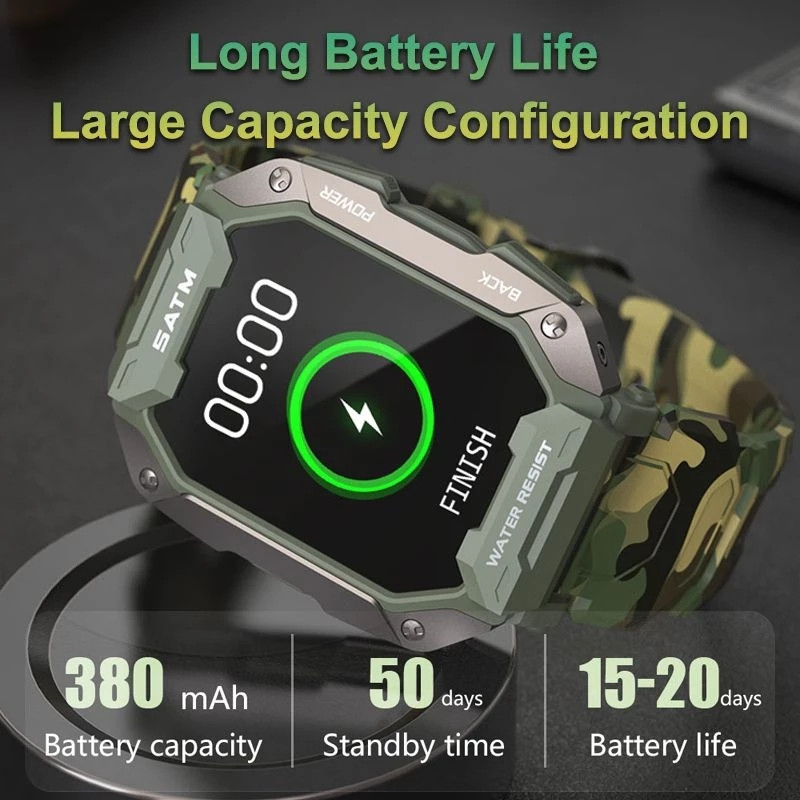 2022 új Full Touch Smart Watch Android Xiaomi Vérnyomás Oxigén Fitness óra 5 Atm vízálló Smart Watch Férfi Katonai
