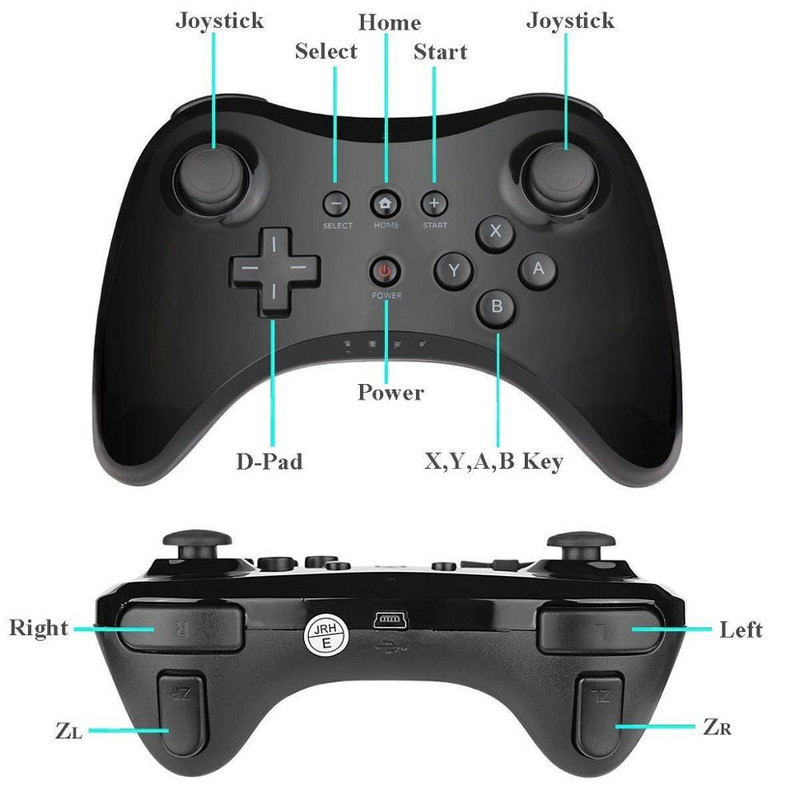 Controler wireless Classic Pro Joystick Gamepad pentru Nintend wii U Pro cu cablu USB Controler wireless