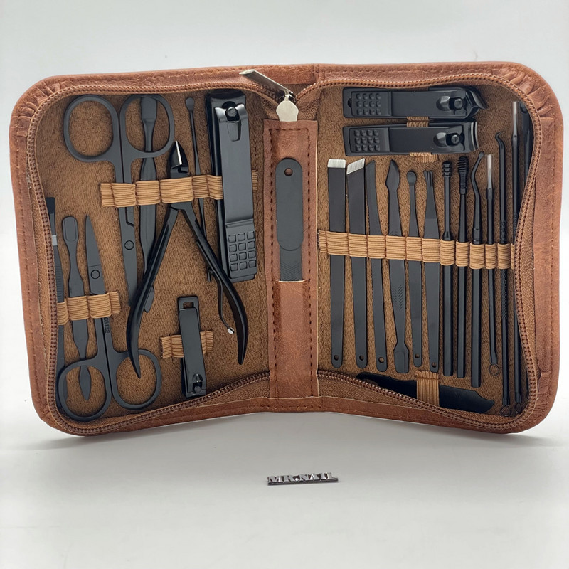 Set tuns unghii din oțel inoxidabil Îngrijirea picioarelor Instrumente de frumusețe pentru manichiură Cuțit pentru pedichiură Set de 25 de piese