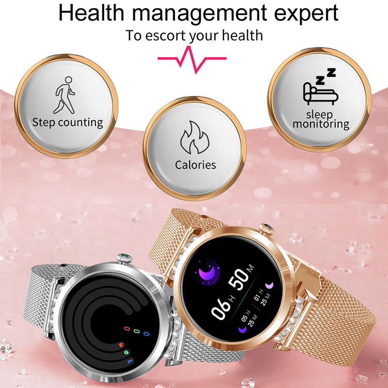 Ceas inteligent impermeabil IP68 Bratara minunata pentru femei Monitor ritm cardiac Monitorizare somn Smartwatch doamnelor Connect IOS Android + Cadou