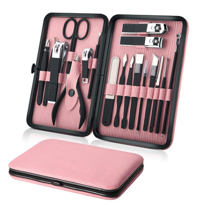 Professional 18 PCS Manicure Set Kit Pedicure Scissor Tweezer Eyebrow Cutter Nail Clipper Stainless Steel Nail Care Tool Sets