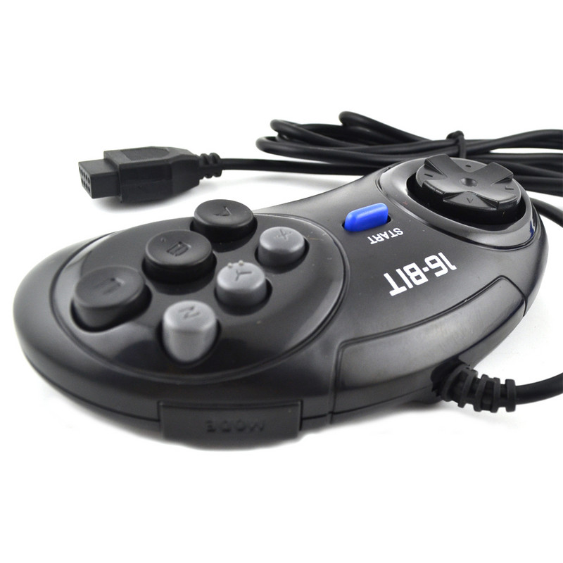 Káblový gamepad pre SEGA 16-bitový herný ovládač 9 otvorov Joypad Joystick Herné príslušenstvo 6 tlačidiel USB Klasický gamepad pre SEGA