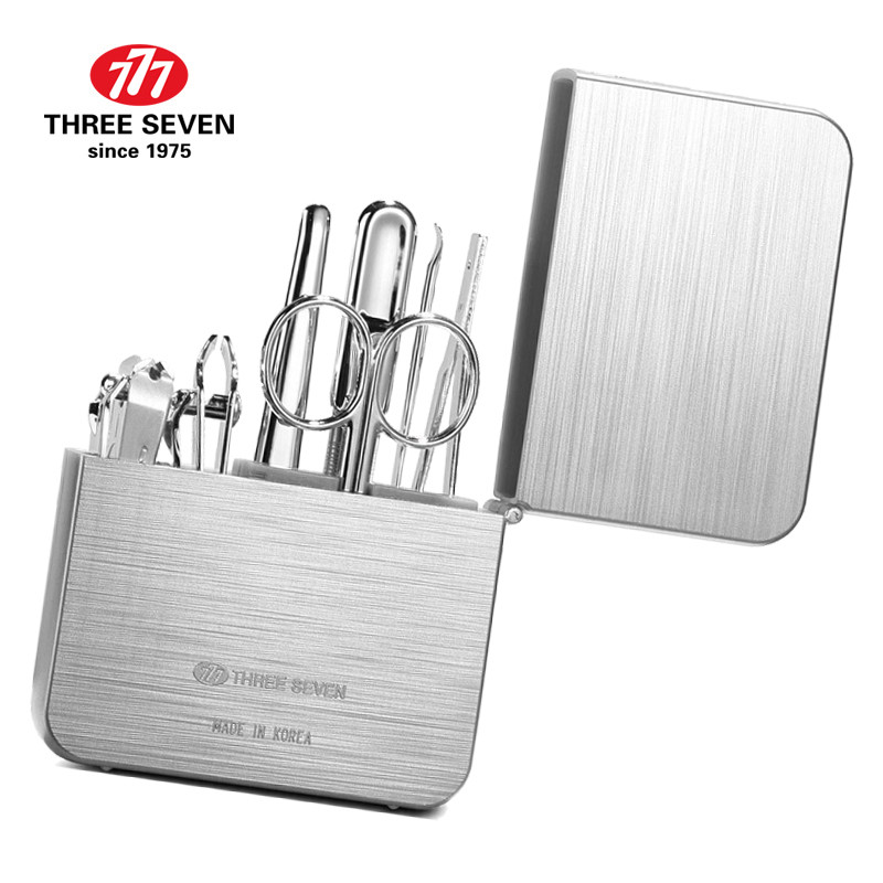 THREE SEVEN/777 Set de manichiură portabil Kit de pedichiură Kit de cutie de călătorie Dispozitive de tăiat unghii Dispozitive de tăiat unghii 7 în 1 Cadou rafinat