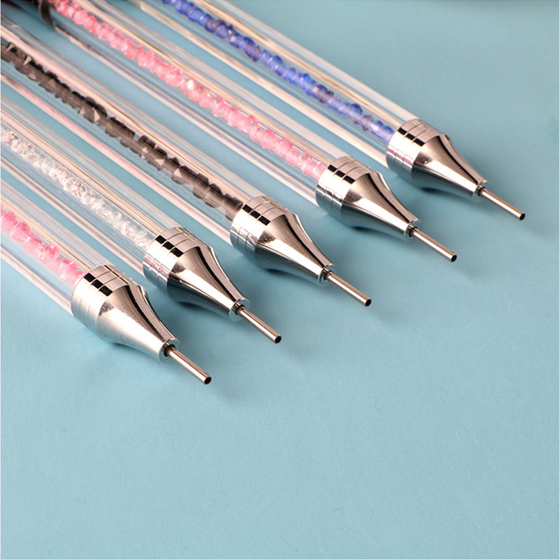 Kétirányú Nail Art strasszos öntapadó viasz felszedő akril pöttyös toll ecset drágakő kristály manikűr eszköz