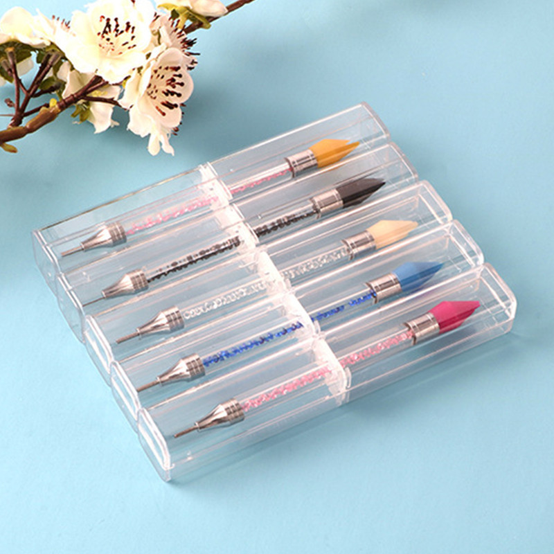 Kétirányú Nail Art strasszos öntapadó viasz felszedő akril pöttyös toll ecset drágakő kristály manikűr eszköz
