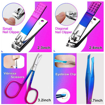 4/12/16Pcs/Σετ από ανοξείδωτο ατσάλι Nail Clipper Nail Scissors Multifunction Beauty Tools Nail trimming pedicure manixure
