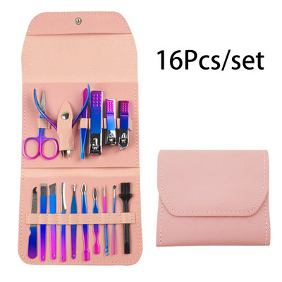 4/12/16 bucăți/set tăietor de unghii din oțel inoxidabil Foarfece de unghii Instrumente multifuncționale de frumusețe pentru tunderea unghiilor Kit de manixura pedichiură