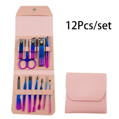 4/12/16 bucăți/set tăietor de unghii din oțel inoxidabil Foarfece de unghii Instrumente multifuncționale de frumusețe pentru tunderea unghiilor Kit de manixura pedichiură