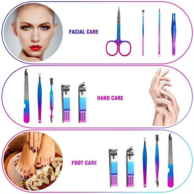 4/12/16 bucăți/set tăietor de unghii din oțel inoxidabil Foarfece de unghii Instrumente multifuncționale de frumusețe pentru tunderea unghiilor Kit de manixura pedichiură
