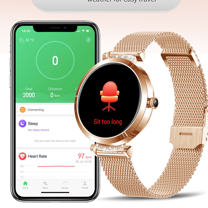 Ceas inteligent la modă nouă, monitor de sănătate pentru femei, ritm cardiac, Tracker de fitness, IP68, ceas cu alarmă inteligent, rezistent la apă.