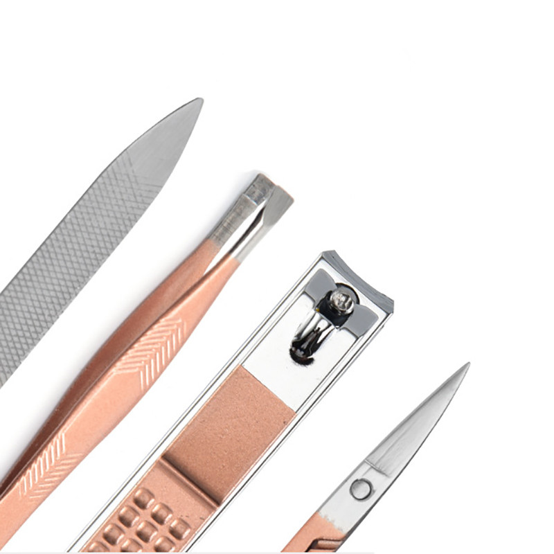 4 buc/set set de tăietori profesionale pentru unghii, pedichiură, manichiură, din oțel inoxidabil, foarfece pentru cuticule, pensete, pile pentru unghii, tăietor de unghii