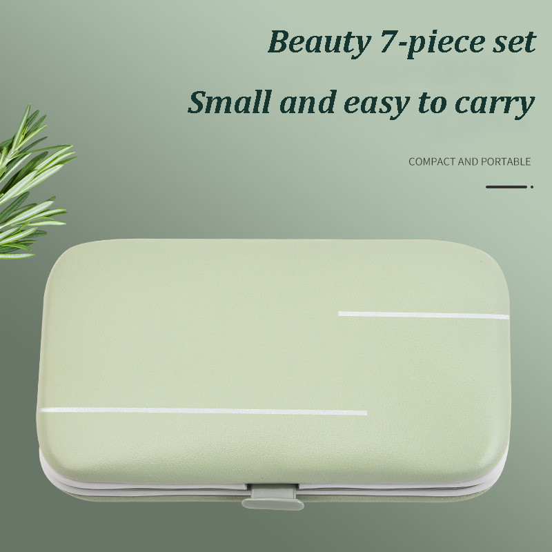 Mașină de tăiat unghii verde Matcha, 7 bucăți, din oțel inoxidabil, instrumente de curățare pentru îngrijirea personală, set de instrumente profesionale practice pentru manichiură.