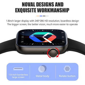 За Xiaomi Huawei Samsung 1,81 инча Bluetooth Call Smartwatch Men Support 120 Sports 2022 New Women Rotary keys Smart Watch +Box