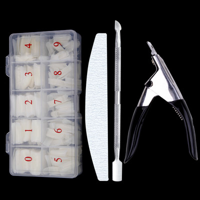 500 buc/cutie Trusa pentru unghii false Sfaturi Kit manichiura Pila de unghii Lime 100/180 Buffer Block Cutter Foarfece Curățare Perie pentru unghii Instrumente pentru unghii