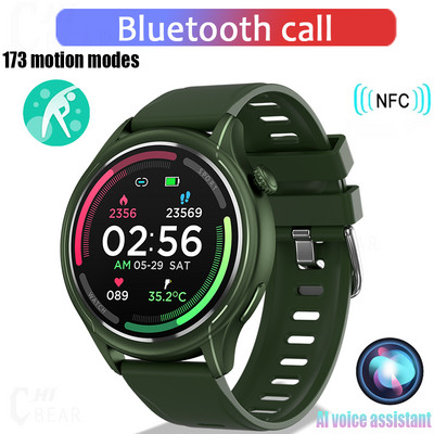 NFC Bluetooth Call Smart Watch Men 412*412 HD Screen 173+Sports Waterproof 24/7 Health Monitor Men SmartWatch for IOS Android