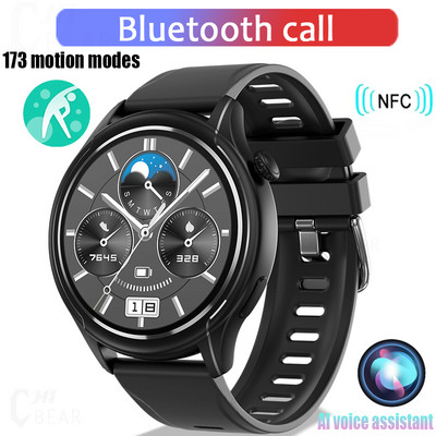 NFC Bluetooth Call Smart Watch Men 412*412 HD Screen 173+Sports Waterproof 24/7 Health Monitor Men SmartWatch for IOS Android