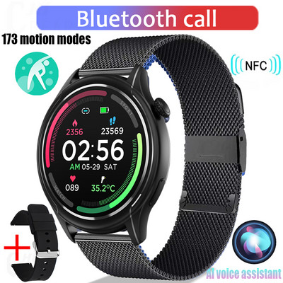 NFC Bluetooth Call Smart Watch Men 412*412 HD Screen 173+Sports Waterproof 24/7 Health Monitor Men SmartWatch for IOS Android