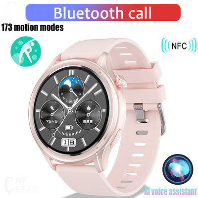 NFC Bluetooth Call Smart Watch Men 412*412 HD Screen 173+Sports Waterproof 24/7 Health Monitor Men SmartWatch for IOS Android
