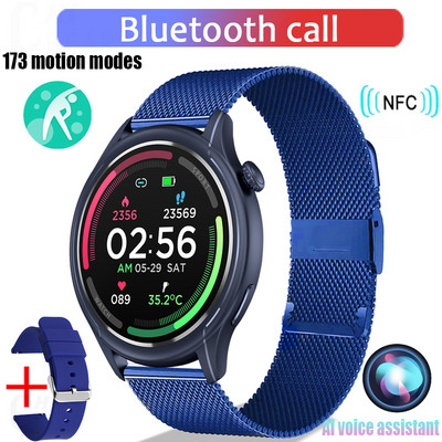 NFC Bluetooth Call Smart Watch Men 412*412 HD Screen 173+Sports Waterproof 24/7 Health Monitor Men SmartWatch for IOS Android